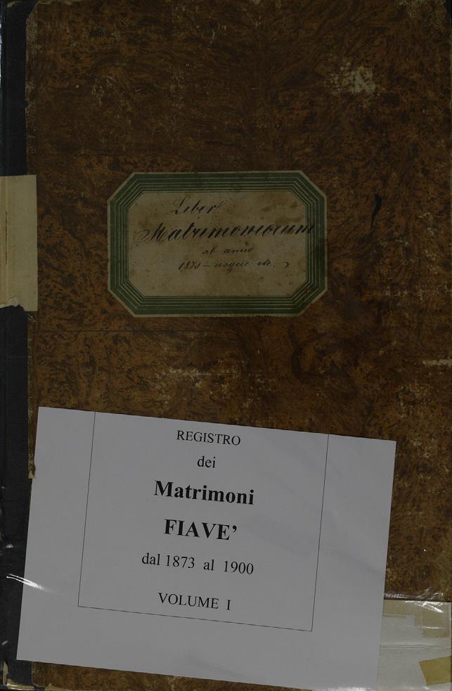 Registro dei matrimoni della Parrocchia di Fiavè