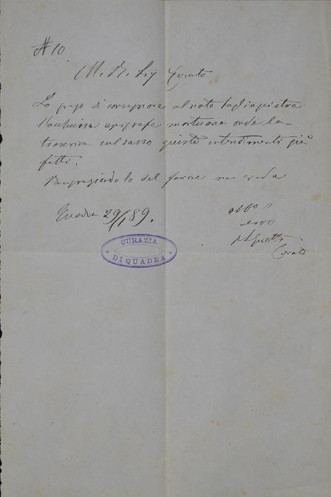 Lettera autografa di don Lorenzo Guetti riguardande incisione per epigrafe mortuaria