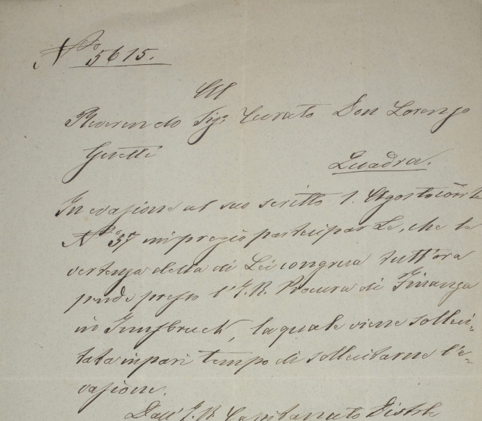 Lettera inviata a don Guetti
