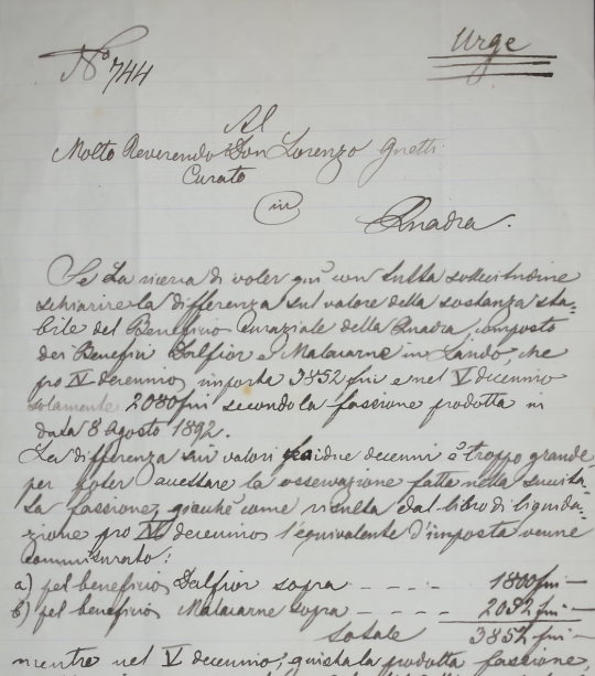 Lettera inviata a don Guetti