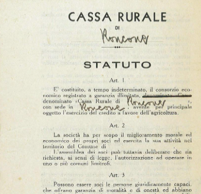 Statuto Cassa Rurale Roncone