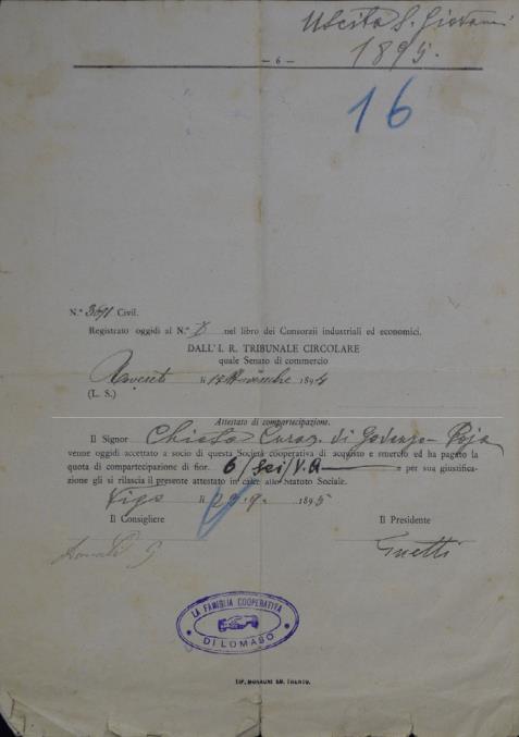 Statuto della Famiglia Cooperativa di Lomaso