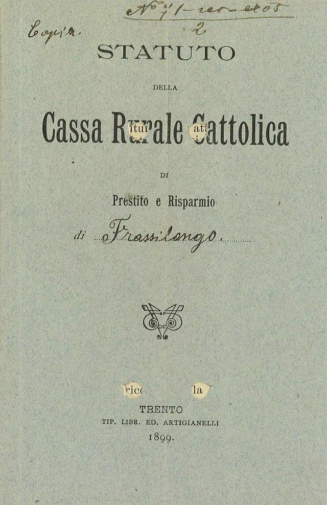Statuto Cassa Rurale Frassilongo