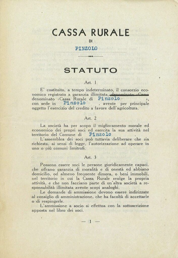 Statuto Cassa Rurale Pinzolo