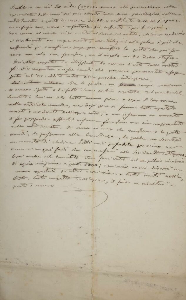 Bozza di lettera con proclama autografa
