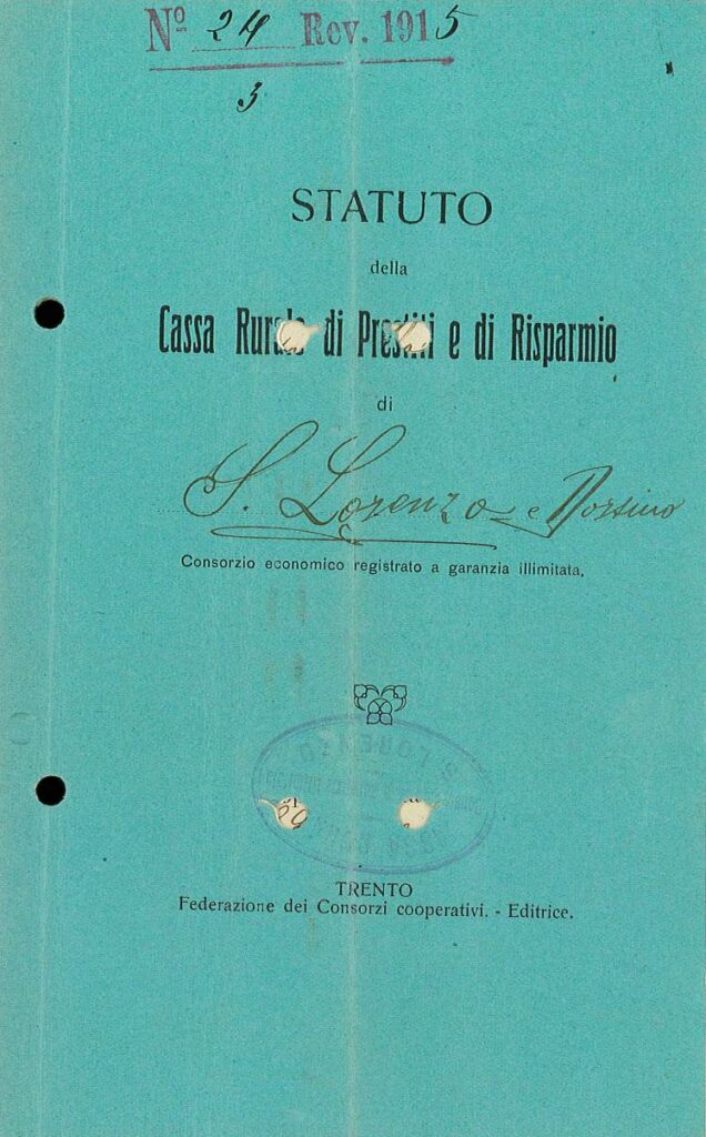 Statuto Cassa Rurale S. Lorenzo in Banale