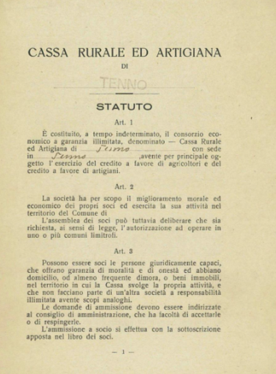 Statuto Cassa Rurale Tenno